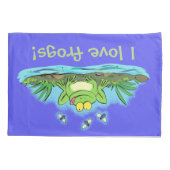 Cute green frog met vliegende cartoon kussen hoesj kussensloop (Achterkant)