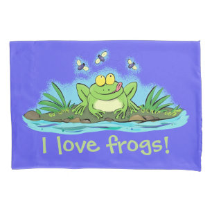 Cute green frog met vliegende cartoon kussen hoesj kussensloop