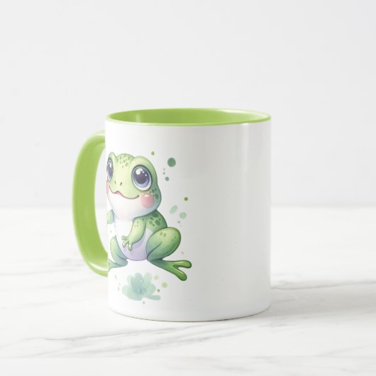 Cute Green Frog Mok (Voorkant links)