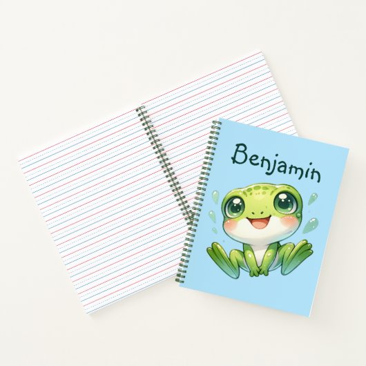 Cute Green Frog Notitieboek (Binnen)