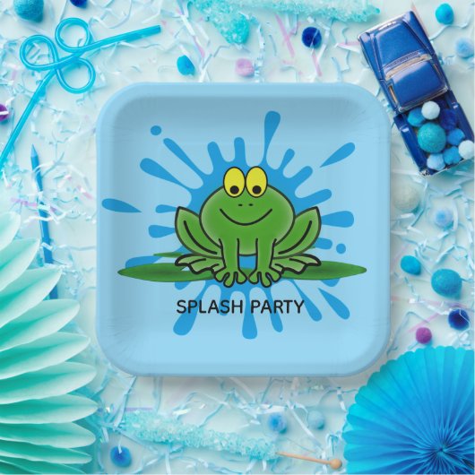 Cute Green Frog Paper Bord (Feest)