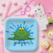 Cute Green Frog Paper Bord (Feest)