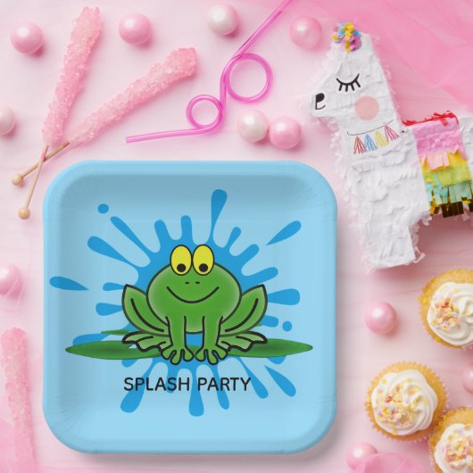 Cute Green Frog Paper Bord (Feest)