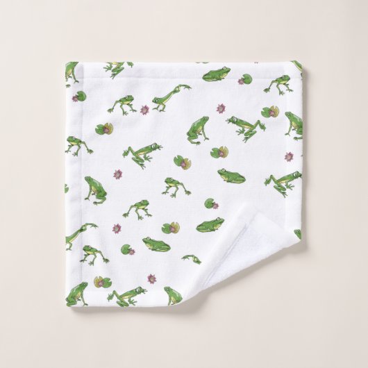Cute green frog patroon bad handdoek (Wasdoekje)