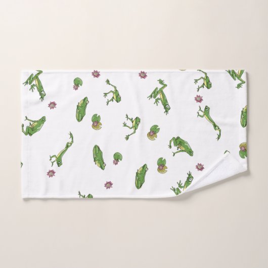 Cute green frog patroon bad handdoek (Handdoek)