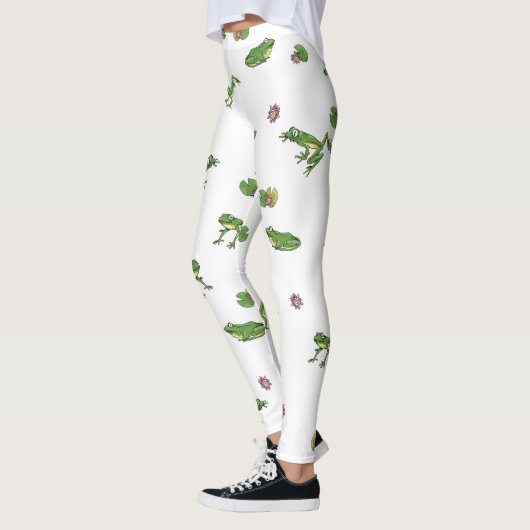 Cute green frog patroon leggings (Links)