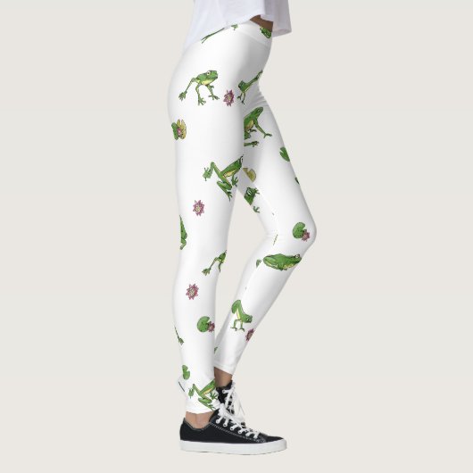 Cute green frog patroon leggings (Rechts)