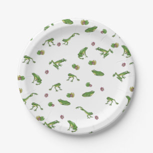 Cute green frog patroon papieren bordje