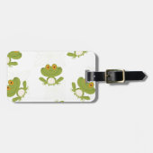 Cute Green Frog Pattern Bagagelabel (Voorkant horizontaal)