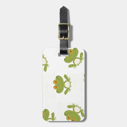 Cute Green Frog Pattern Bagagelabel (Voorkant verticaal)