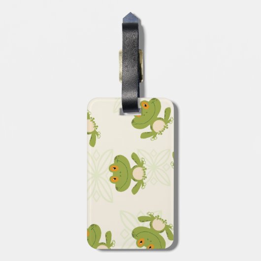 Cute Green Frog Pattern Bagagelabel (Achterkant verticaal)