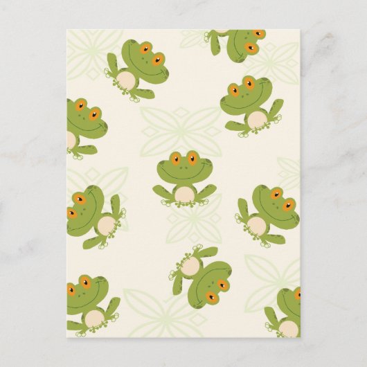 Cute Green Frog Pattern Briefkaart (Voorkant)