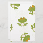 Cute Green Frog Pattern Briefpapier (Voorkant / Achterkant)