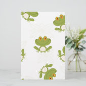 Cute Green Frog Pattern Briefpapier (Staand voorkant)