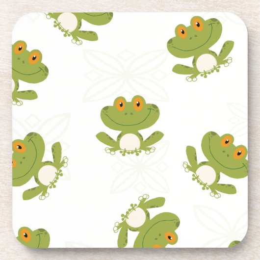 Cute Green Frog Pattern Drankjes Onderzetter (Voorkant)
