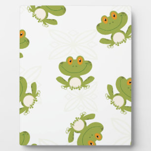 Cute Green Frog Pattern Fotoplaat