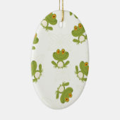 Cute Green Frog Pattern Keramisch Ornament (Rechts)