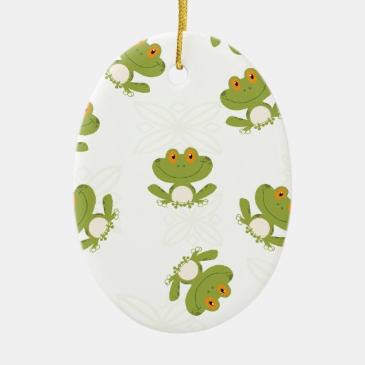 Cute Green Frog Pattern Keramisch Ornament (Voorkant)