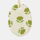 Cute Green Frog Pattern Keramisch Ornament (Achterkant)