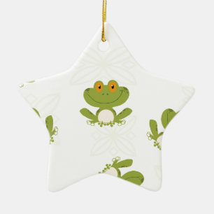 Cute Green Frog Pattern Keramisch Ornament