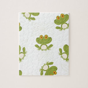 Cute Green Frog Pattern Legpuzzel