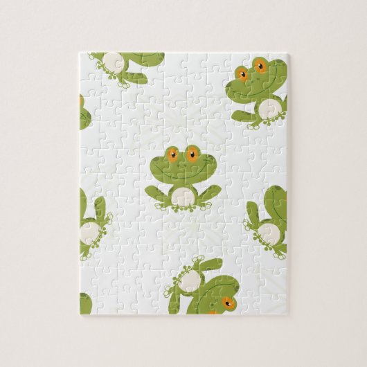 Cute Green Frog Pattern Legpuzzel (Verticaal)
