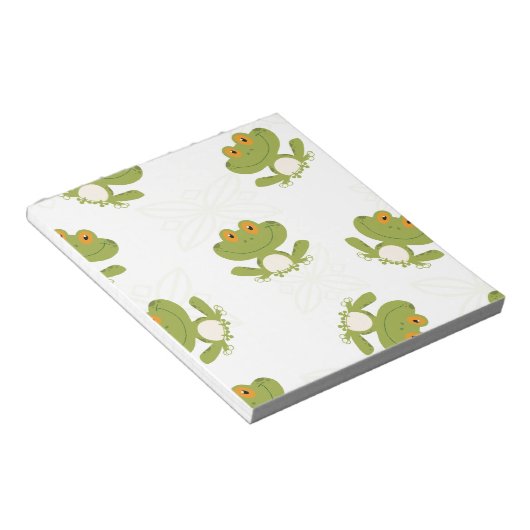 Cute Green Frog Pattern Notitieblok (Schuin)