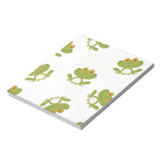 Cute Green Frog Pattern Notitieblok (Linkerzijde)