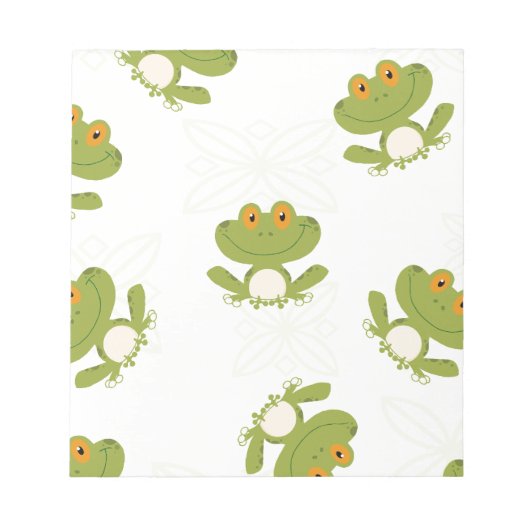 Cute Green Frog Pattern Notitieblok (Voorkant)