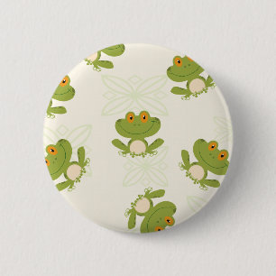 Cute Green Frog Pattern Ronde Button 5,7 Cm