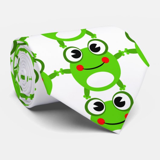 Cute Green Frog Pattern Stropdas (Opgerold)