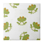 Cute Green Frog Pattern Tegeltje (Voorkant)