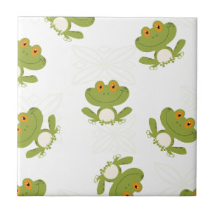 Cute Green Frog Pattern Tegeltje