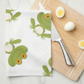 Cute Green Frog Pattern Theedoek (Quarter Fold)