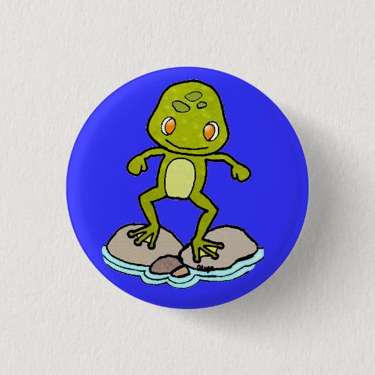 Cute green frog ronde button 3,2 cm (Voorkant)