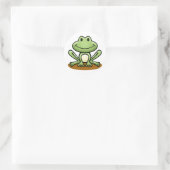 Cute Green Frog Ronde Sticker (Tas)