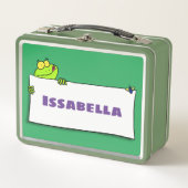 Cute green frog sign cartoon illustration (Voorkant)