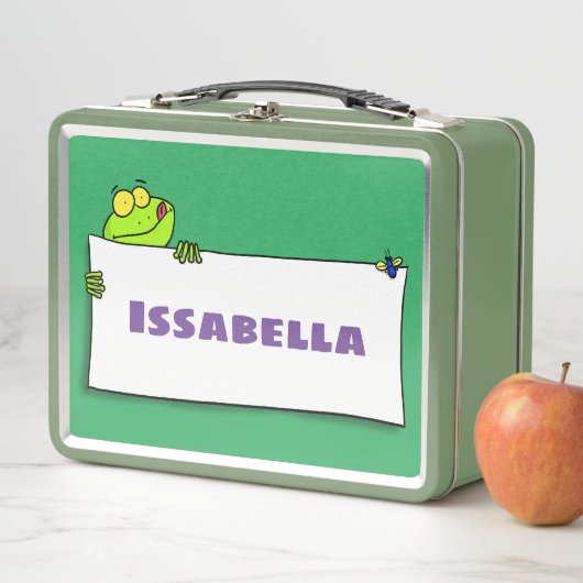 Cute green frog sign cartoon illustration (In situ)