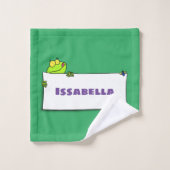Cute green frog sign cartoon illustration bad handdoek (Wasdoekje)
