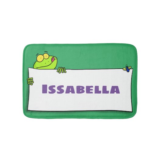 Cute green frog sign cartoon illustration badmat (Voorkant)
