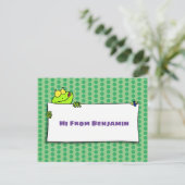 Cute green frog sign cartoon illustration briefkaart (Staand voorkant)