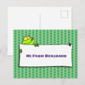 Cute green frog sign cartoon illustration briefkaart (Voorkant / Achterkant)