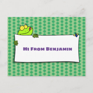 Cute green frog sign cartoon illustration briefkaart