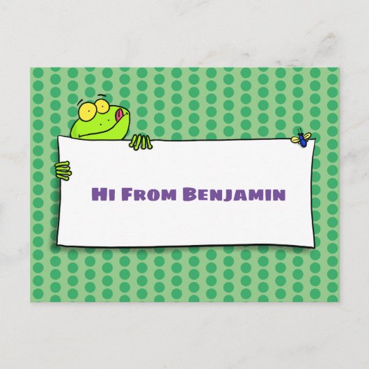 Cute green frog sign cartoon illustration briefkaart (Voorkant)