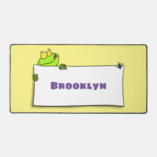 Cute green frog sign cartoon illustration bureaumat (Voorkant)