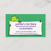 Cute green frog sign cartoon illustration business visitekaartje (Voorkant)
