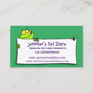 Cute green frog sign cartoon illustration business visitekaartje