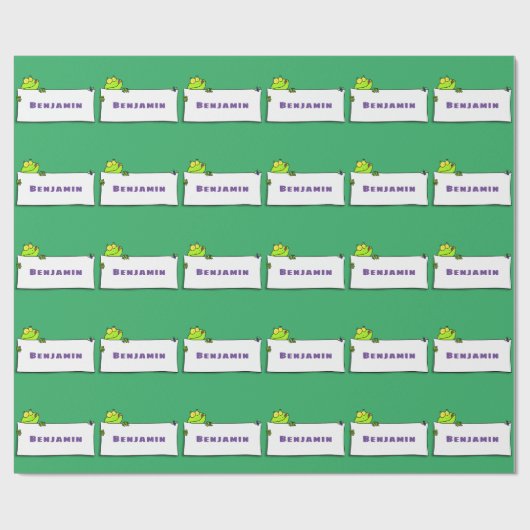 Cute green frog sign cartoon illustration cadeaupapier (Vlak)