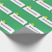 Cute green frog sign cartoon illustration cadeaupapier (Hoek)
