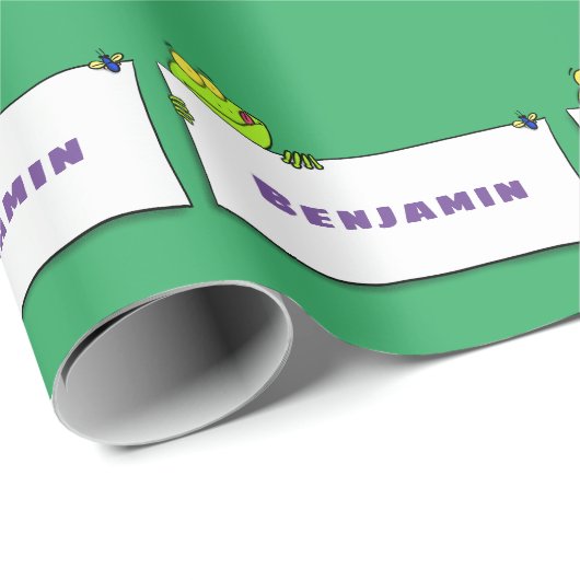 Cute green frog sign cartoon illustration cadeaupapier (Rol Hoek)